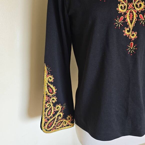 Vintage Bob Mackie black knit embroidered tunic, NWOT, XS - Picture 1 of 9